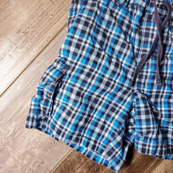 Gymboree Blue Plaid Casual Boy Shorts Size 3-6 Months EUC - Picture 3 of 7